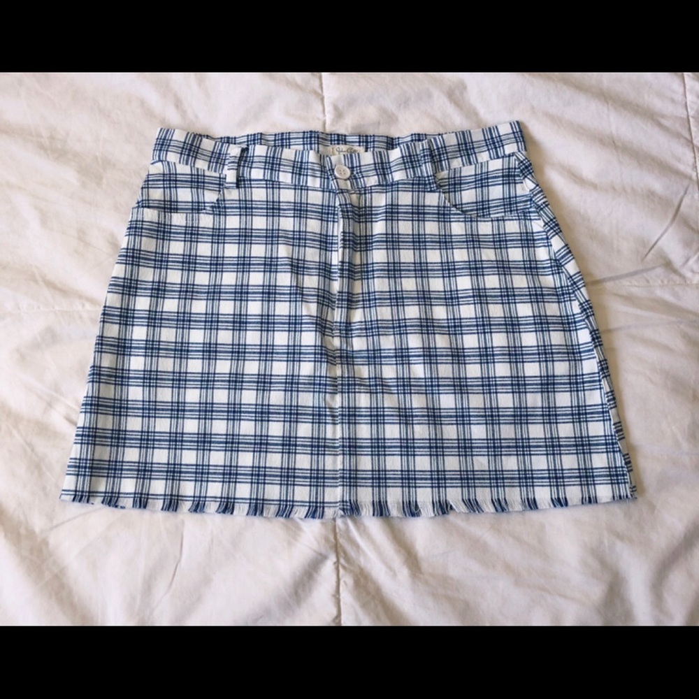 A white and blue skirt